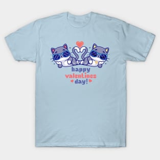 Cute couple cats with love T-Shirt